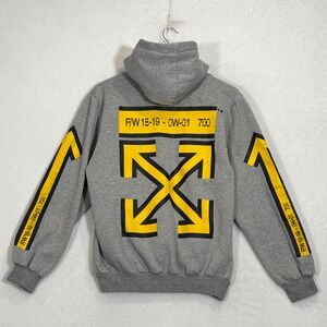 Off-White Gray Arrow Graphic Hoodie Fits Mens Small
